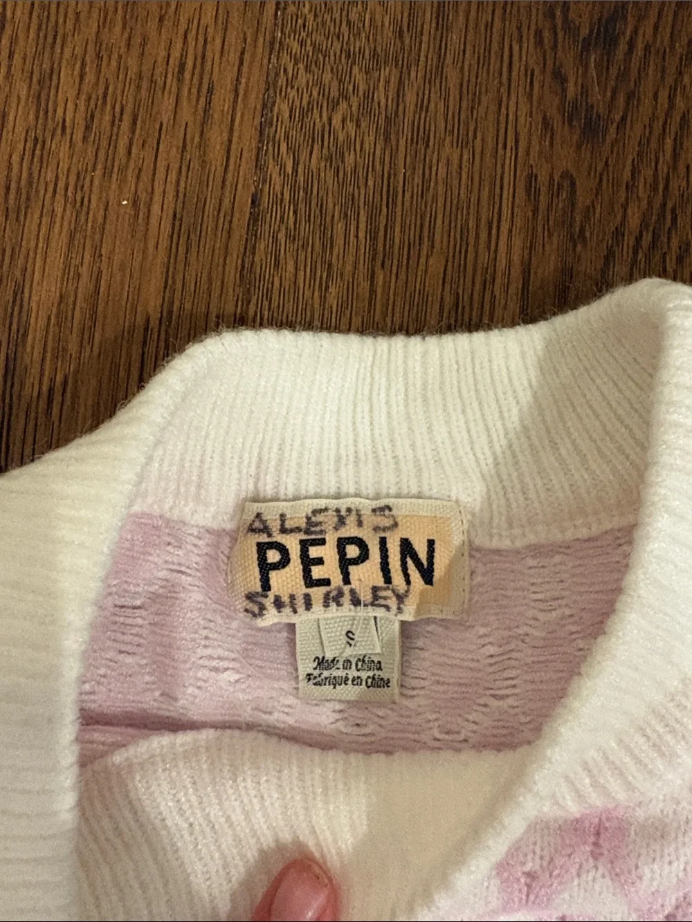 Pepin Pink & White Textured Crewneck Sweater